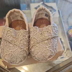 Toms Gold Lace Baby Walker Shoes